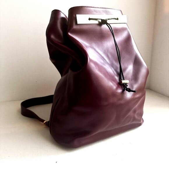 Alberta Di Canio Leather Burgundy Wine Medium Backpack - Picture 2 of 8